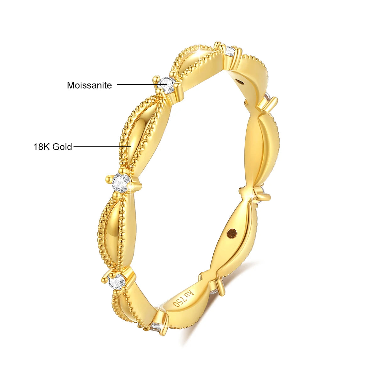 Volle Moissan ite 18 Karat Gold Ringe au750 für Frauen Hochzeitstag klassisches Verlobung geschenk mit Zertifikat