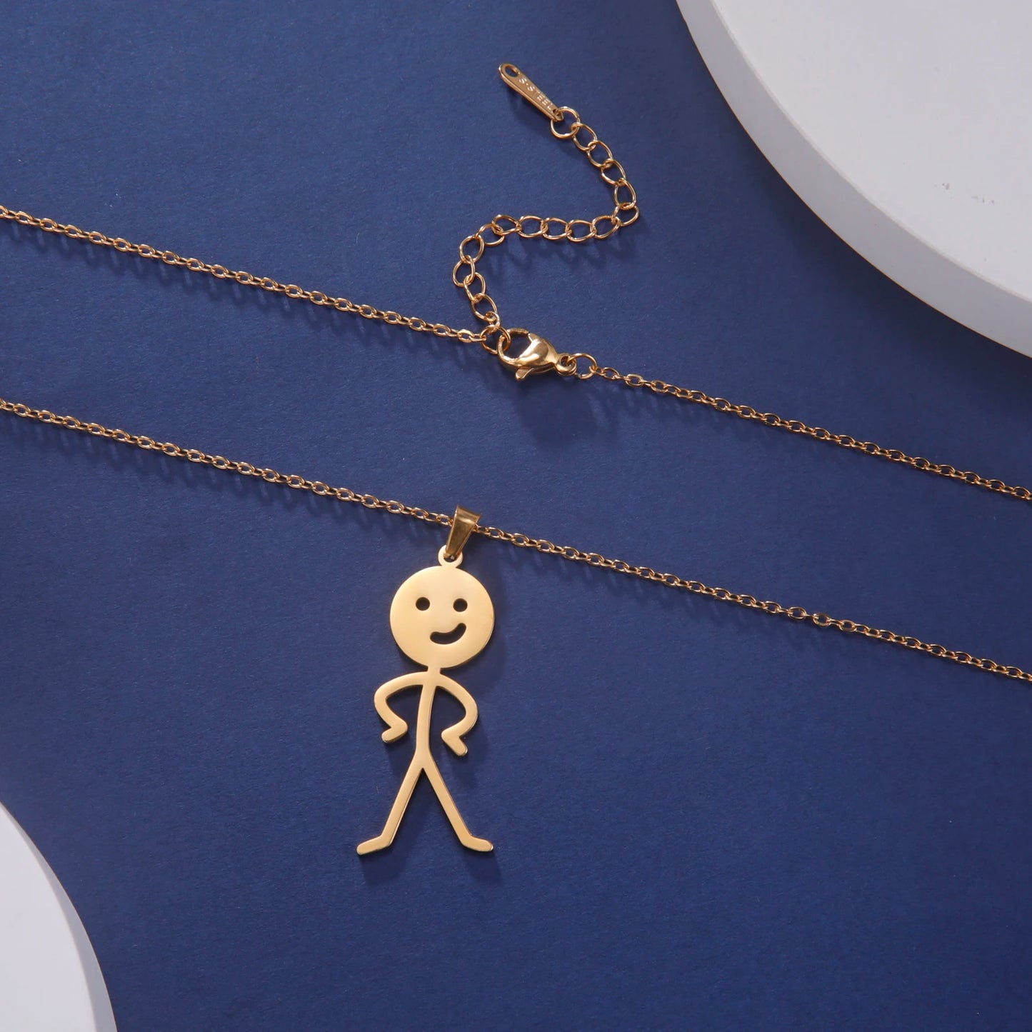 Skyrim Hip Hop Doodle Halskette für Männer Frauen Edelstahl Lange Hals Kette Mode Mittelfinger Stickman Schmuck Neu