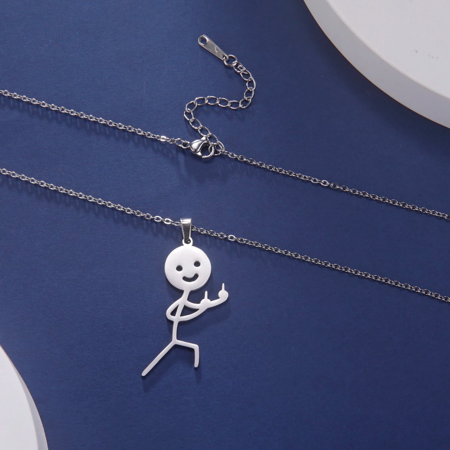 Skyrim Hip Hop Doodle Halskette für Männer Frauen Edelstahl Lange Hals Kette Mode Mittelfinger Stickman Schmuck Neu
