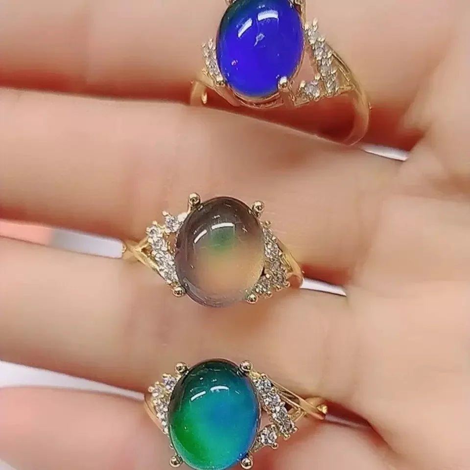 Retro Einstellbare Stimmung Ringe für Männer Frauen Temperatur Control Farbe Oval Mode Schmuck Paare Messen Ändern Farbe Ring
