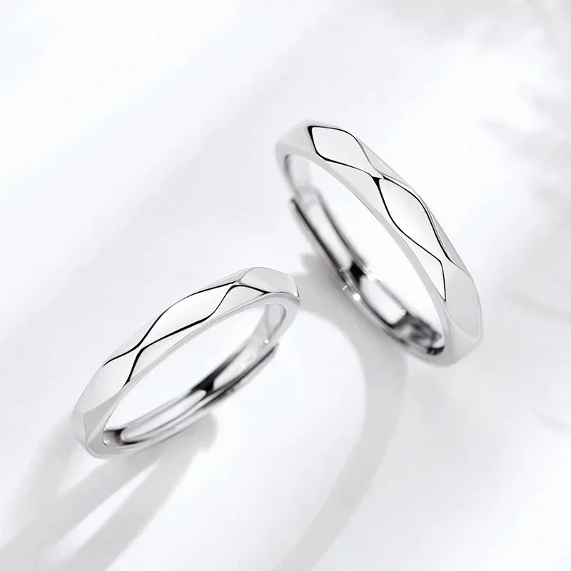Modischer einfacher Paarring, schwarz-weiße Raute-Ringe, verstellbarer offener Schmuck für Damen und Herren, Valentinstag, Hochzeitstag, Geschenke