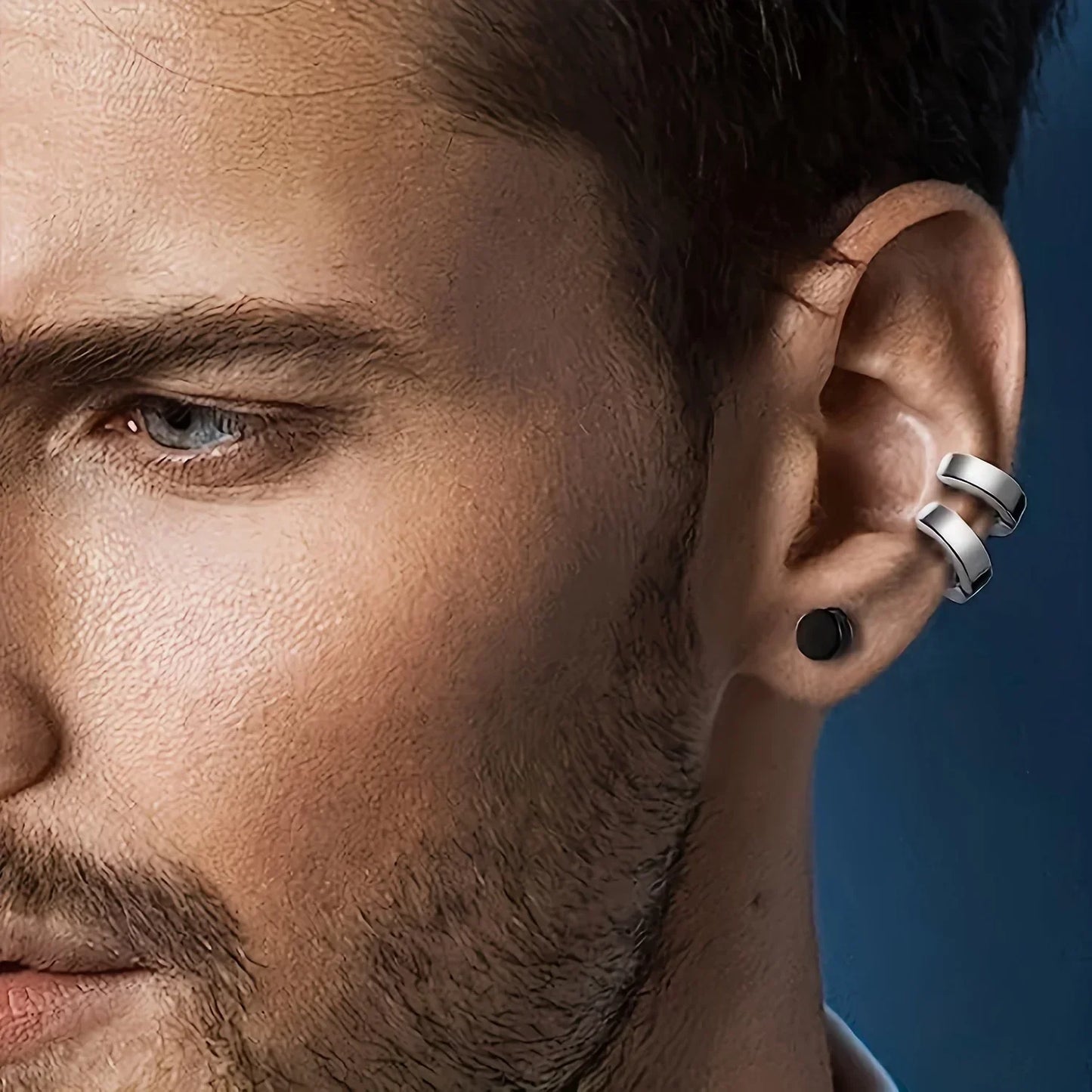 2 Stück Punk Herren Starker Magnet Magnet Ohrstecker Set Nicht Piercing Ohrringe Gefälschte Kreuz Ohrringe Geschenk für Freund Liebhaber Schmuck