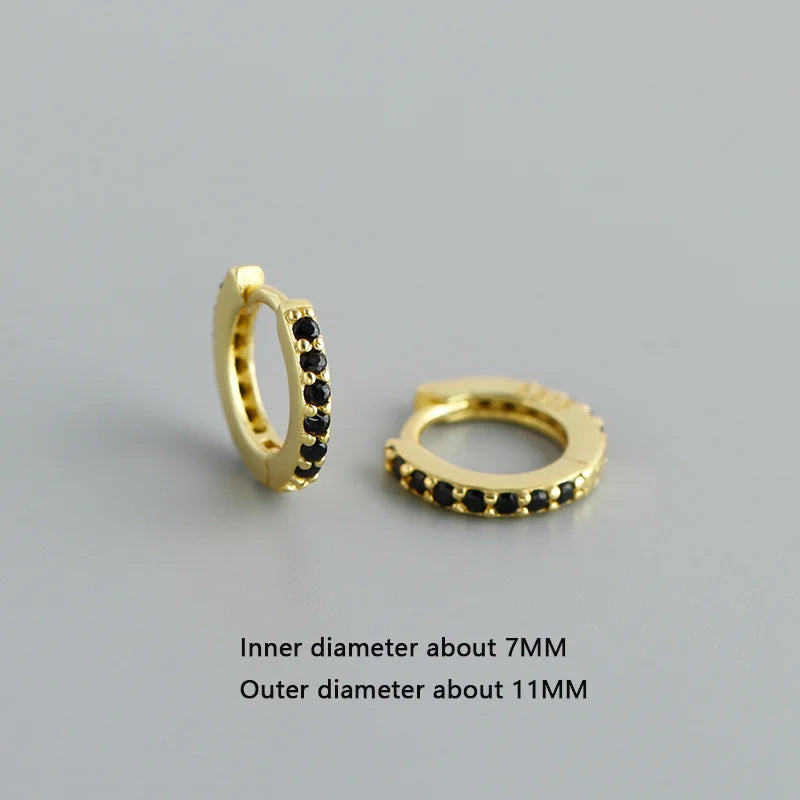 WANTME 925 Sterling Silber Einfache Farbe Zirkon Huggies 8,8mm Ohr Creolen für Frauen Mode Überzogene 18 k Gold Charms schmuck