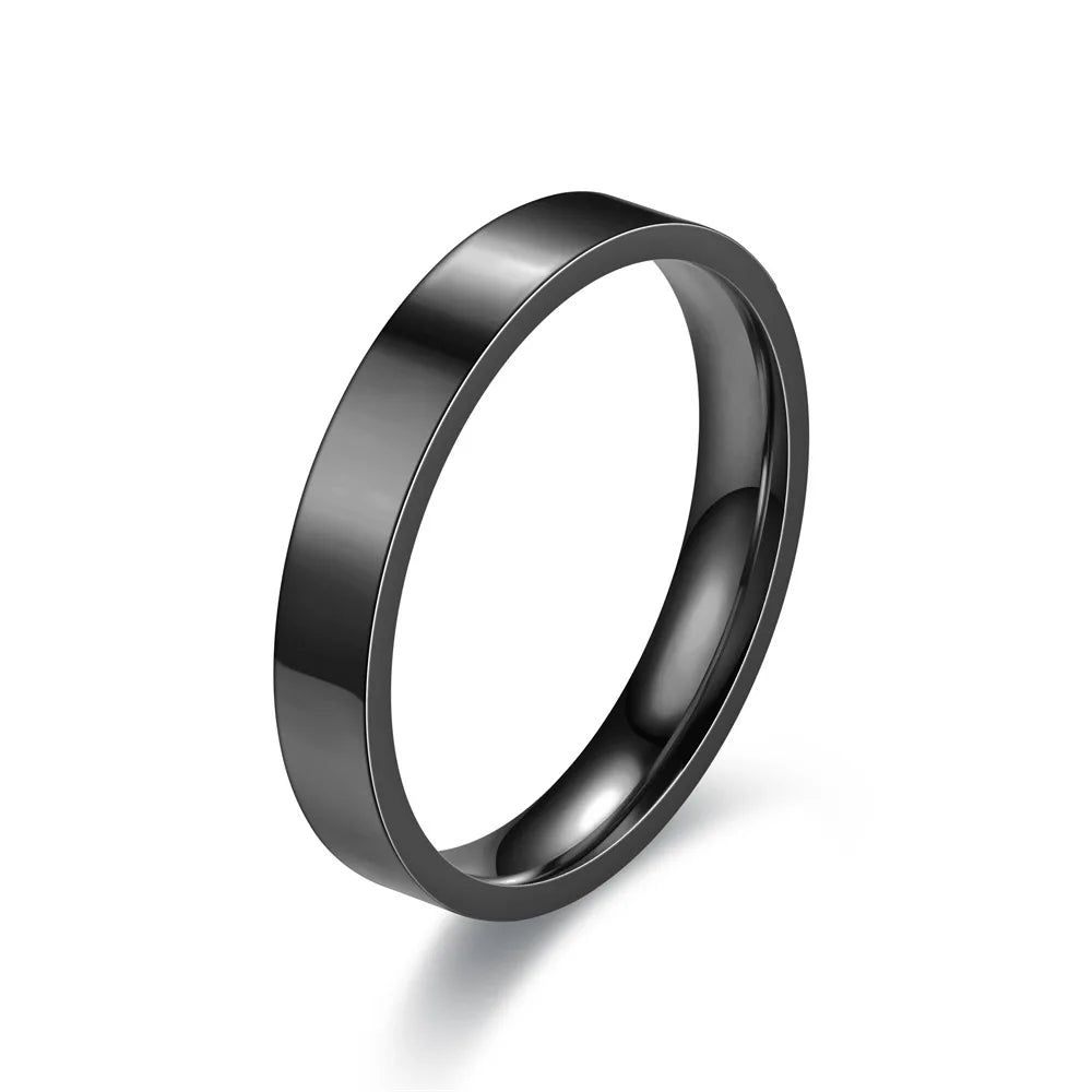 4mm Einfachheit Flache Edelstahl Ringe Japanische Koreanische Mode Glänzend Titan Stahl Finger Ringe für Jugend Junge Mädchen Schmuck
