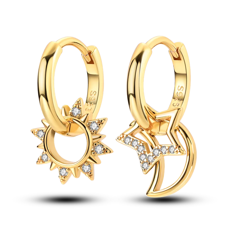 Ohrringe Original 925er Sterlingsilber Ohrstecker Tropfen Creolen Roségold für Frauen Mädchen Party Hochzeit Geburtstag Schmuck Geschenk