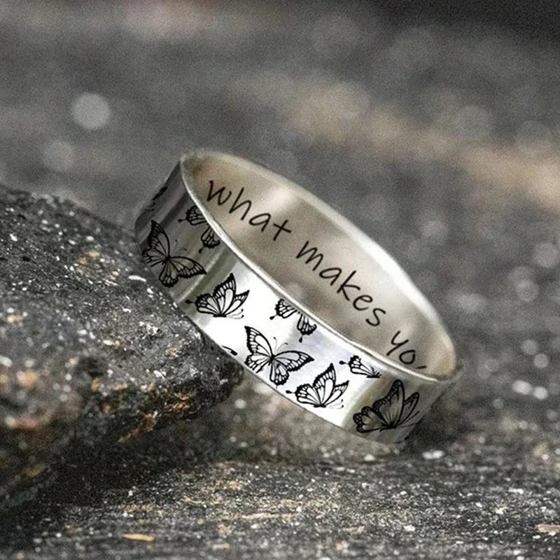 Vintage tun, was Ihre Seele Glanz Brief Frauen Ringe Frauen Schmetterling Ring Mode einfache Silber Farbe Schmuck fein