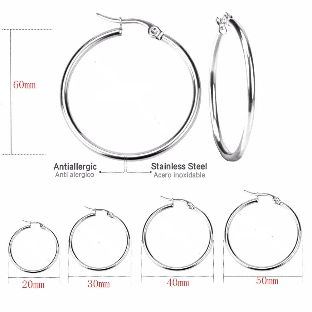 Creolen kleine große Kreis Frauen übertrieben Creolen Ohr schlaufe glatten Ring runden Ohrring Edelstahl Schmuck Großhandel