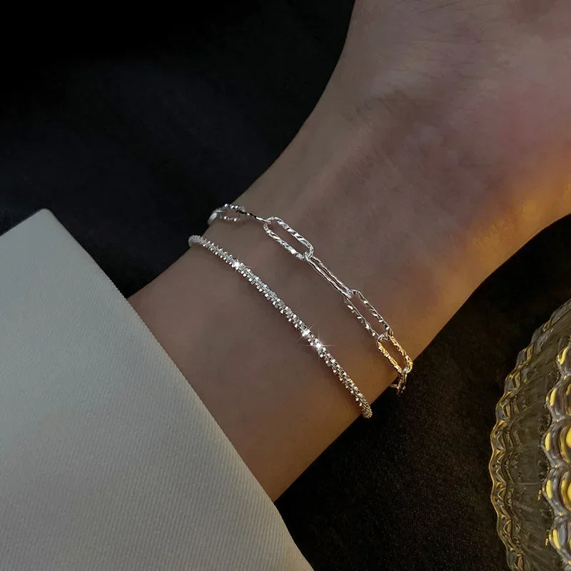 925 Sterling Silber Mode Farbe Funkelnde Verstellbare Armbänder für Frauen Elegante Feine Armband Neue Hochzeit Schmuck Geschenke