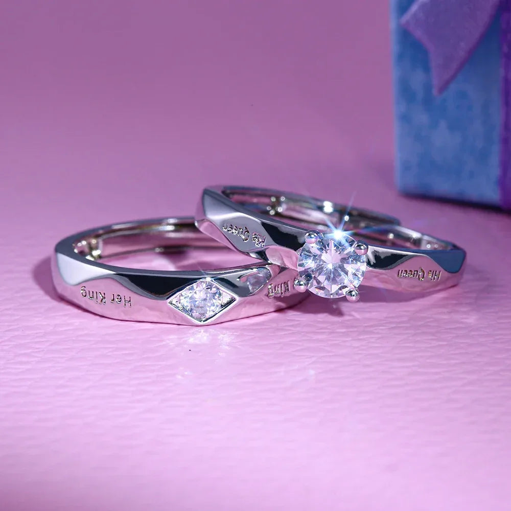 Luxuriöser, trendiger Paar-Pledge-Liebes-Token-Ring mit Buchstaben, Seine Königin und ihr König, gravierter Ehering für Damen und Herren, Fingerringe