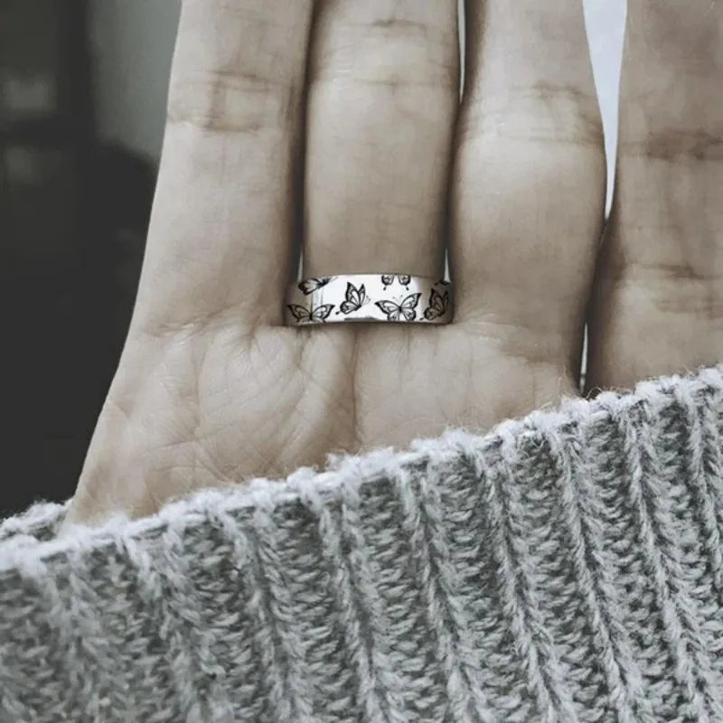 Vintage tun, was Ihre Seele Glanz Brief Frauen Ringe Frauen Schmetterling Ring Mode einfache Silber Farbe Schmuck fein