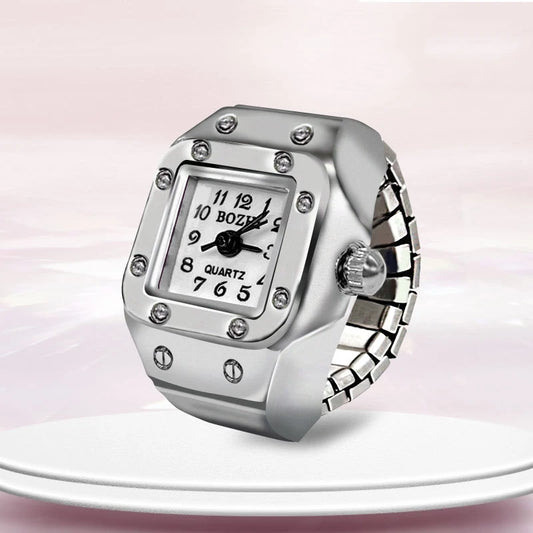 Ring Uhr Neue Heiße Verkauf Kreative Legierung Shell Finger Quadratischen Zifferblatt Paar Männer Und Frauen