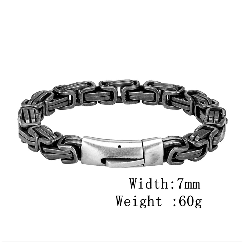 MKENDN Punk Männer Vintage König Kette Armbänder für Männer Edelstahl Motorrad Armbänder Männlichen Schmuck Zubehör Geschenke