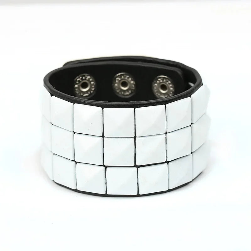 Mode 9 Farben Doppel Gürtel Leder Handgelenk Freundschaft Große Breite Armband Für Männlich Weiblich Schnalle Vintage Punk Schmuck