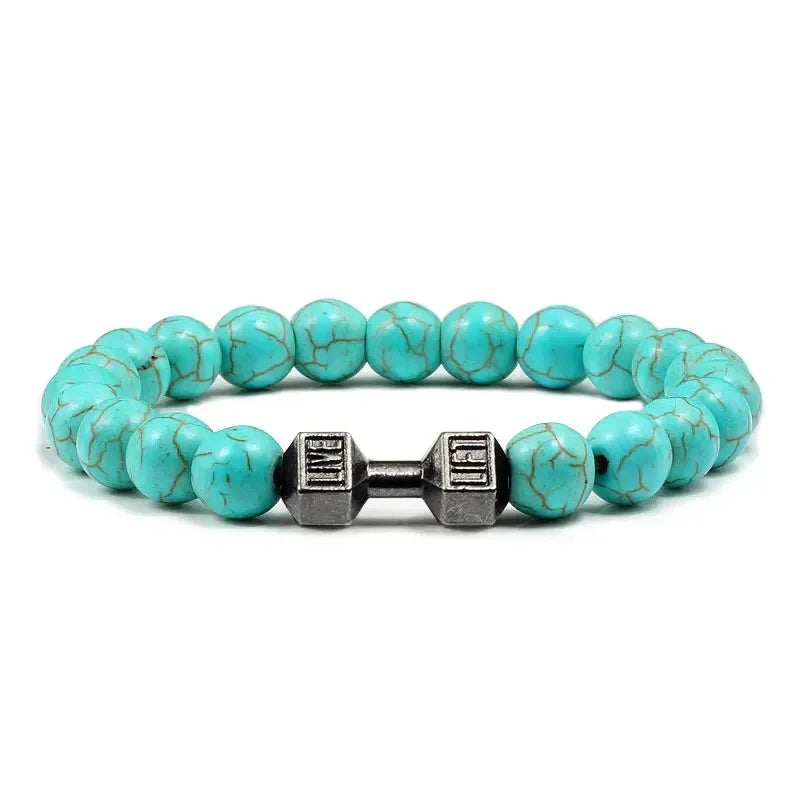Lava Armband Schwarz Vulkanstein schwarz Matte Hantel Perlen Armbänder Für Frauen Männer Fitness Langhantel Schmuck Herren Armbänder