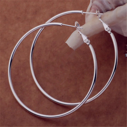 Creolen aus 925er-Sterlingsilber, großer Kreis, rund, 5/6/7/8 cm, für Damen, Ehering, Ohrring, luxuriöse Qualität, Schmuckzubehör