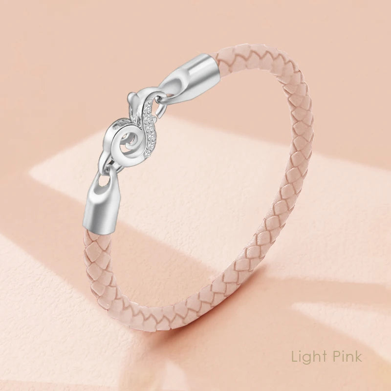 Neue 100% S925 Sterling Silber Haken Armband für Frauen Echtes Geflochtenes Leder Armband Weibliche Mode Schmuck Weihnachten Geschenke