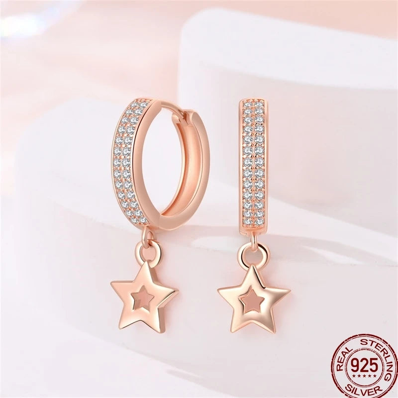 Ohrnadel aus 925er-Sterlingsilber, minimalistisch, gedreht, rund, Gold, Creolen, modisch, Zirkon, Ohrschnalle, Hochzeit, Damenschmuck, Geschenk