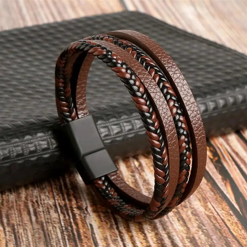 Jiayiqi Leder Armband Männer Punk Hip Hop Metall Charme Tigerauge Stein Perlen Multi-Schicht Armband Für Männer Mode schmuck Geschenk