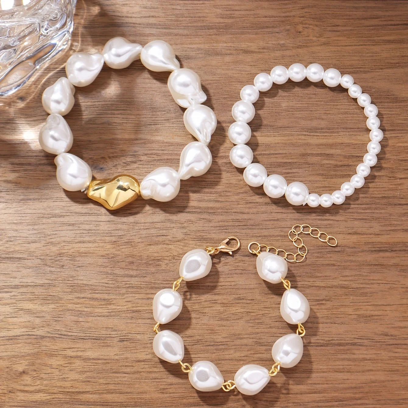 Exquisites Luxus-Armband-Set für Damen mit Perlenimitat, Bankett-Schmuck