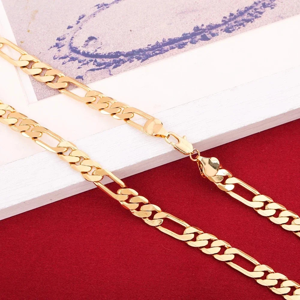 Heiße beliebte 925 Sterling Silber 18K Gold edle 6MM Geometrie Armbänder Halskette Schmuck Sets für Frauen Männer Mode geschenke Hochzeit