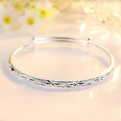 Heiße neue Mode 925 Sterling Silber Armbänder für Frauen Matt glänzende Sterne Armreifen verstellbar Schmuck Hochzeit Party Geschenke