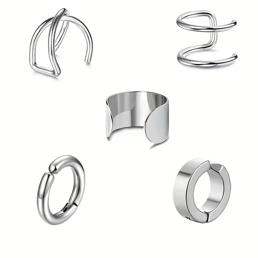 Edelstahl-Clip-Ohrringe für Frauen, hochwertig, kreativ, einfach, C, nicht durchdringend, Ohrclip, Manschette, Ohrschnalle, Trend, Schmuck, Geschenk