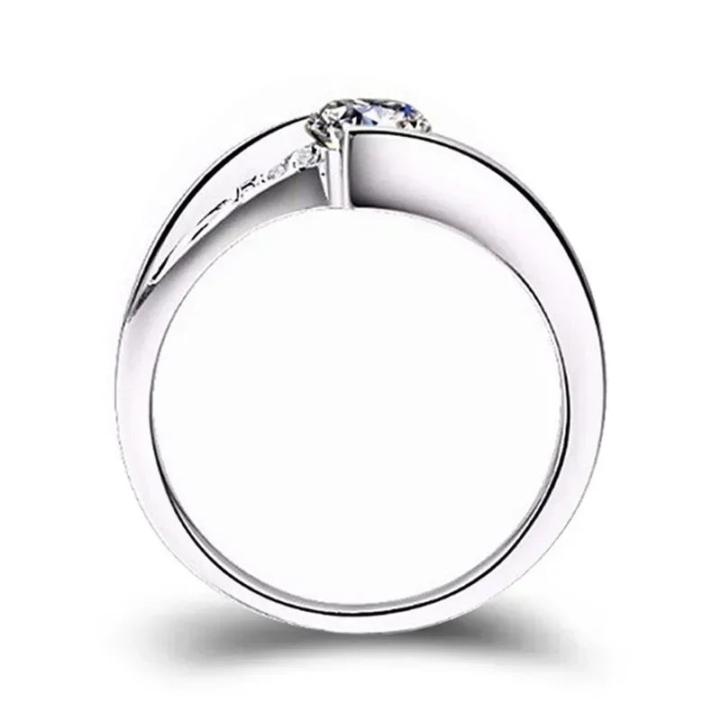 Nette Weibliche Kleine Runde Zirkon Stein Ring Vintage Silber Farbe Hochzeit Schmuck Versprechen Kristall Verlobungsringe Für Frauen