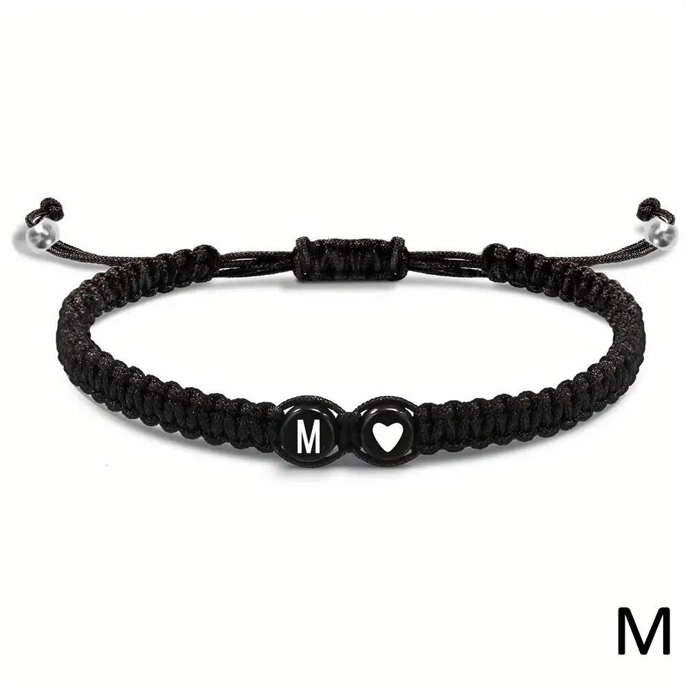 Buchstabe Initiale Herzschnur Armband Handseil gewebtes Armband Freundin Armband Paar Armband A-Z Name geflochtene Armbänder