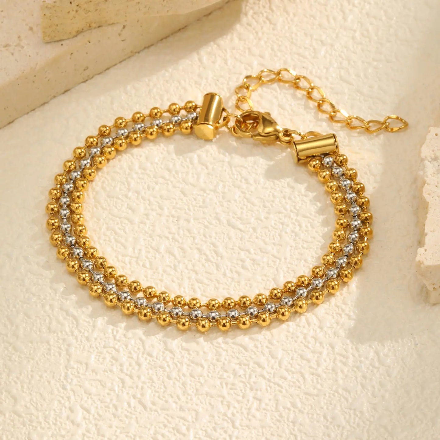 Klassisches mehrschichtiges Perlenkettenarmband, Damenarmbänder aus Edelstahl, trendiger Schmuck als Muttertagsgeschenk