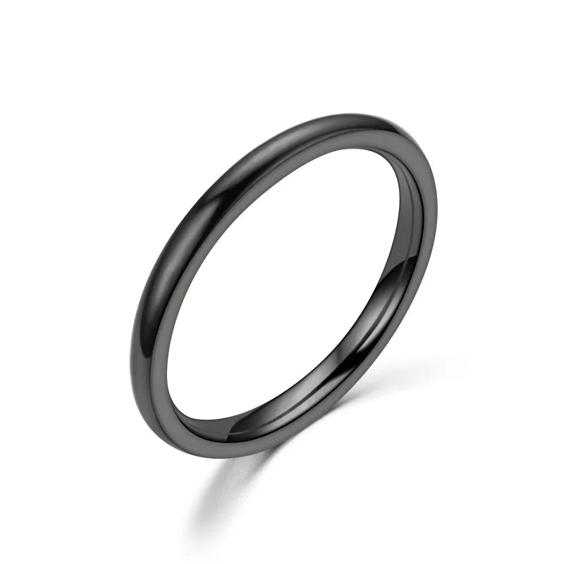 2 mm dünne Edelstahlringe, Roségold, modische, einfache Titanstahlringe für Frauen und Mädchen, Geschenke