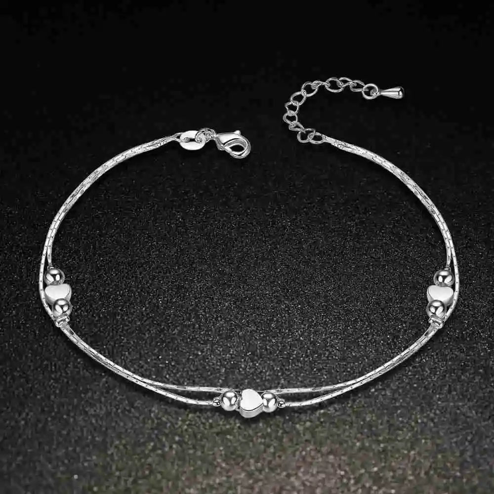 Herzförmige Fußkette Fußkettchen Armbänder 925er Sterlingsilber Modeschmuck für Frauen Großhandel