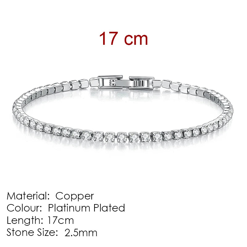 Silber Farbe 2,5/3/4/5mm Zirkon Tennis Armband Für Frauen Männer Dazzling Kristall Hand kette Hochzeit Geschenk Punk Mode Schmuck