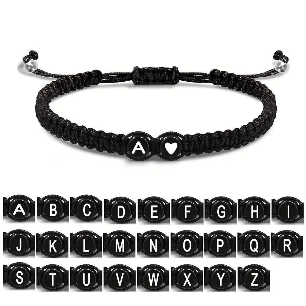 Buchstabe Initiale Herzschnur Armband Handseil gewebtes Armband Freundin Armband Paar Armband A-Z Name geflochtene Armbänder