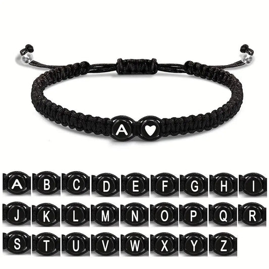 Buchstabe Initiale Herzschnur Armband Handseil gewebtes Armband Freundin Armband Paar Armband A-Z Name geflochtene Armbänder
