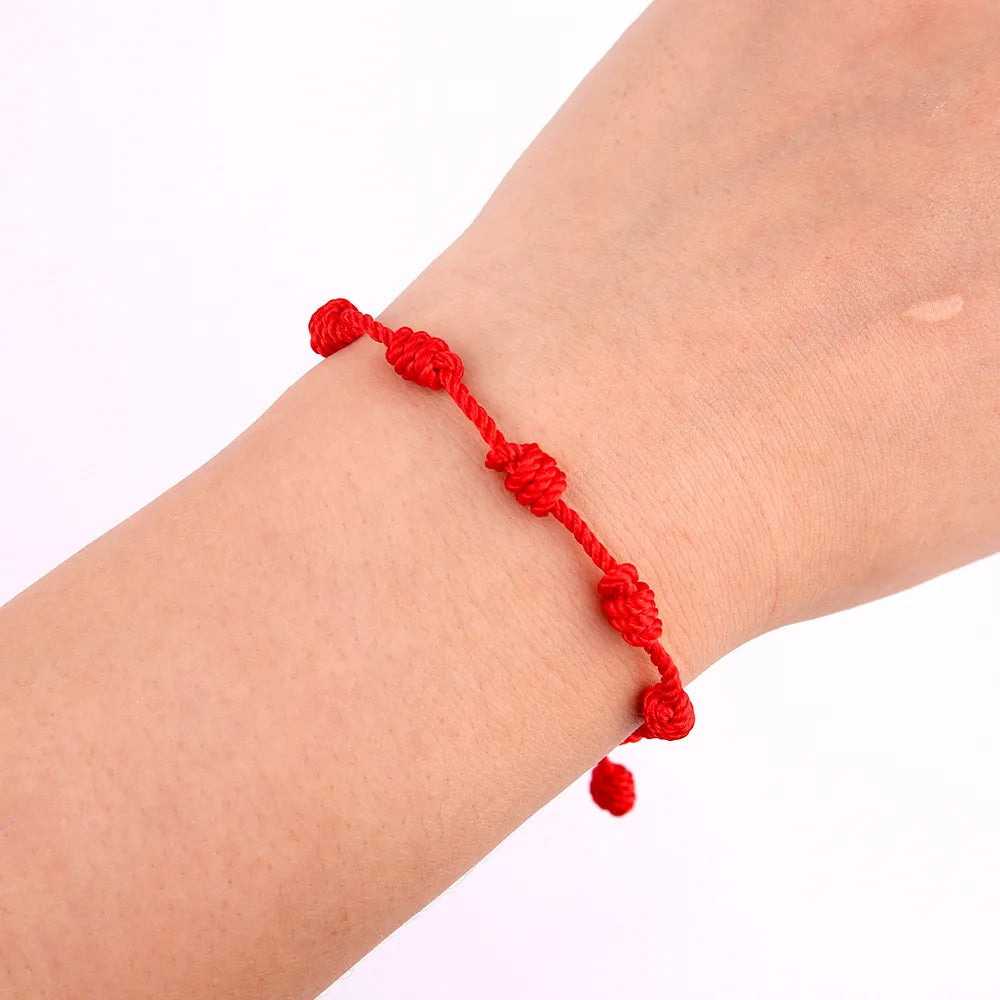 Rote Schnur-Armbänder, verstellbar mit 7 Knoten, viel Glück, rotes Schnur-Armband, Amulett zum Schutz, Freundschaft, Männer, Frauen, Paar, Geschenke