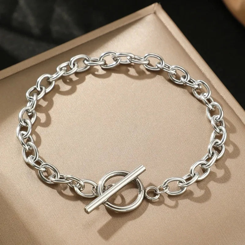 Neue Edelstahl-Armbänder, minimalistisches Design, OT-Schnallenkette, lichtecht, hochwertige Armbänder für Frauen, Schmuck, Party-Geschenke