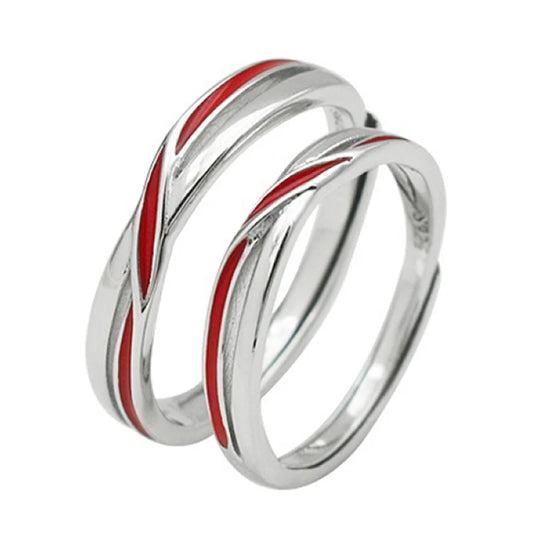 1 paar Twist Rote Linie Matchmaker Kupfer Überzogene Platin Paar Ring Männer Frauen Vorschlagen Geschenk Finger Schmuck Großhandel Drop Shipping