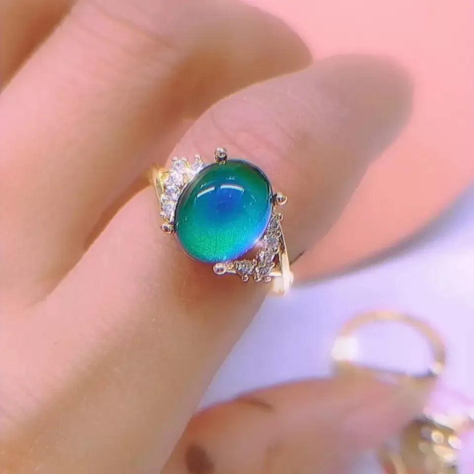 Retro Einstellbare Stimmung Ringe für Männer Frauen Temperatur Control Farbe Oval Mode Schmuck Paare Messen Ändern Farbe Ring