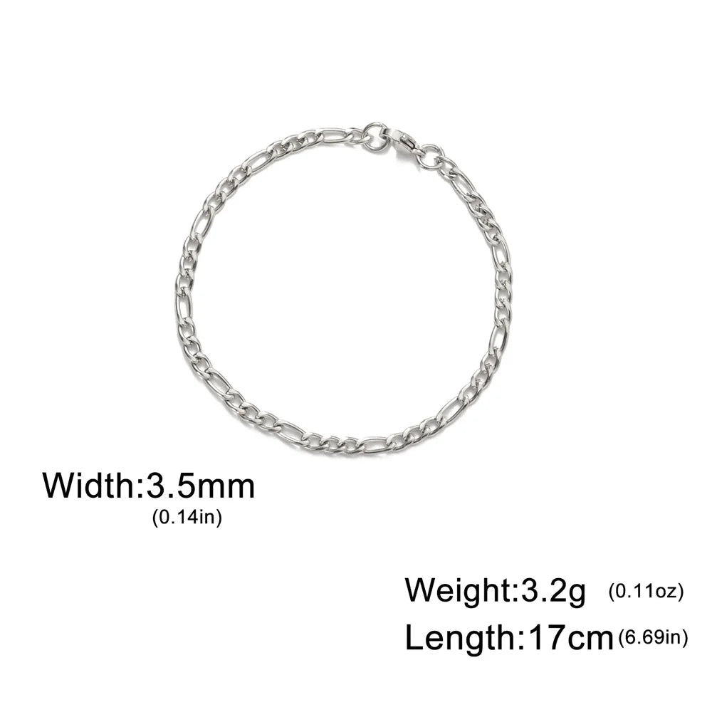 My Shape Mode kubanische Kette Männer Armband Edelstahl 3//9mm Breite Kette Armbänder Figaro Kette Junge Handgelenk Schmuck Paar