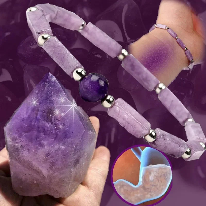 Natürliches Amethyst-Körperreinigungs-Schlankheitsarmband, Stein-Energie-Armbänder für Frauen, Müdigkeitslinderung, Heilung, Yoga