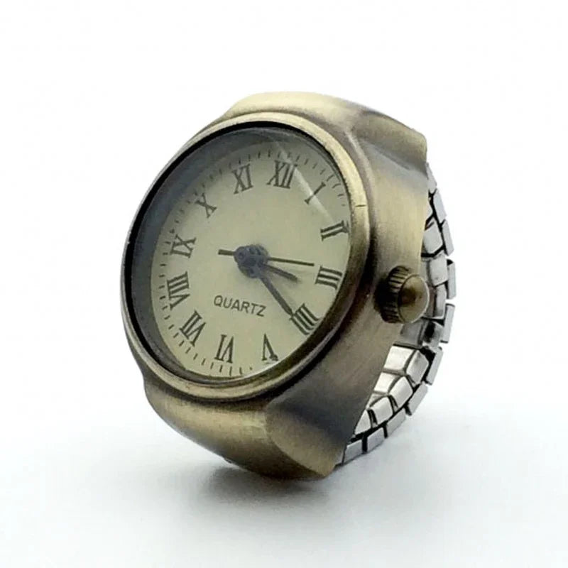 Vintage Punk Finger Uhr Mini Gummiband Legierung Uhren Paar Ringe Schmuck Uhr Retro Römischen Quarzuhr Ringe Frauen Männer