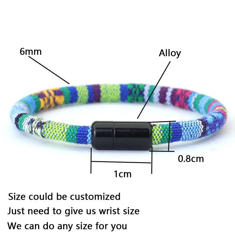 Noter Herren Bohemian Cord Chain Armband Tissu 6mm Faden Stoff Armband Ethnische Armband Homme Freizeit Zubehör Strand Schmuck