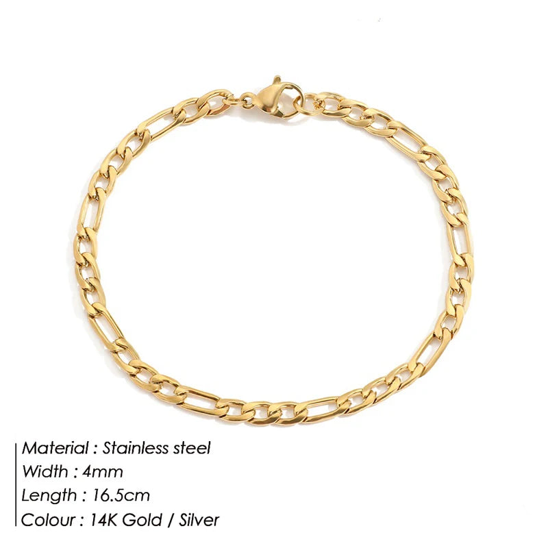 eManco Figaro-Kettenarmband für Damen, Edelstahl, vergoldet, schlichter Handschmuck im Großhandel