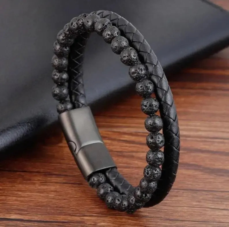 Edelstahl Armband Tigerauge Stein Perlen Armband Natürliche Lava Stein Perlen Edelstahl Armband Männer Frauen Schmuck