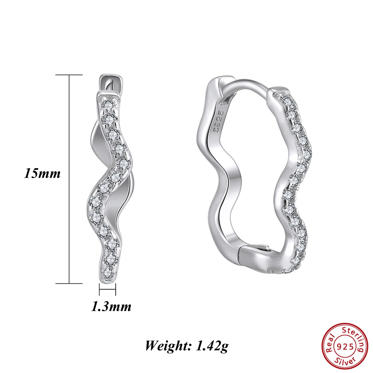 ORSA JEWELS Creolen aus 925er-Sterlingsilber mit funkelnder AAAA-Zirkonia-Dekoration, Pavé-Fassung, Design, Minimalismus, Geschenk APE135