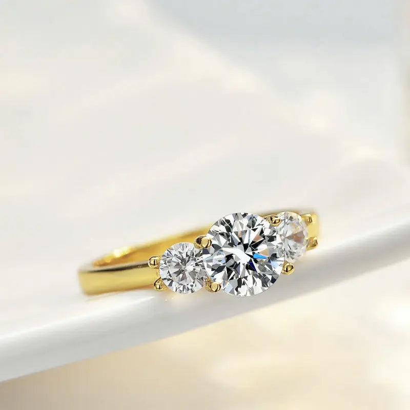OXTAO 3 Stein Verlobungsringe für Frauen 925 Sterling Silber Luxus Schmuck 6,5mm Hochzeit Ringe VVS1 D Moissanit Ring Schmuck