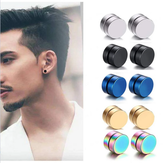 2 Paar 6–10 mm magnetische Fake-Messgeräte aus Edelstahl für Männer und Frauen, nicht durchbohrte Ohrringe, gefälschte Messgeräte, Ohrstecker