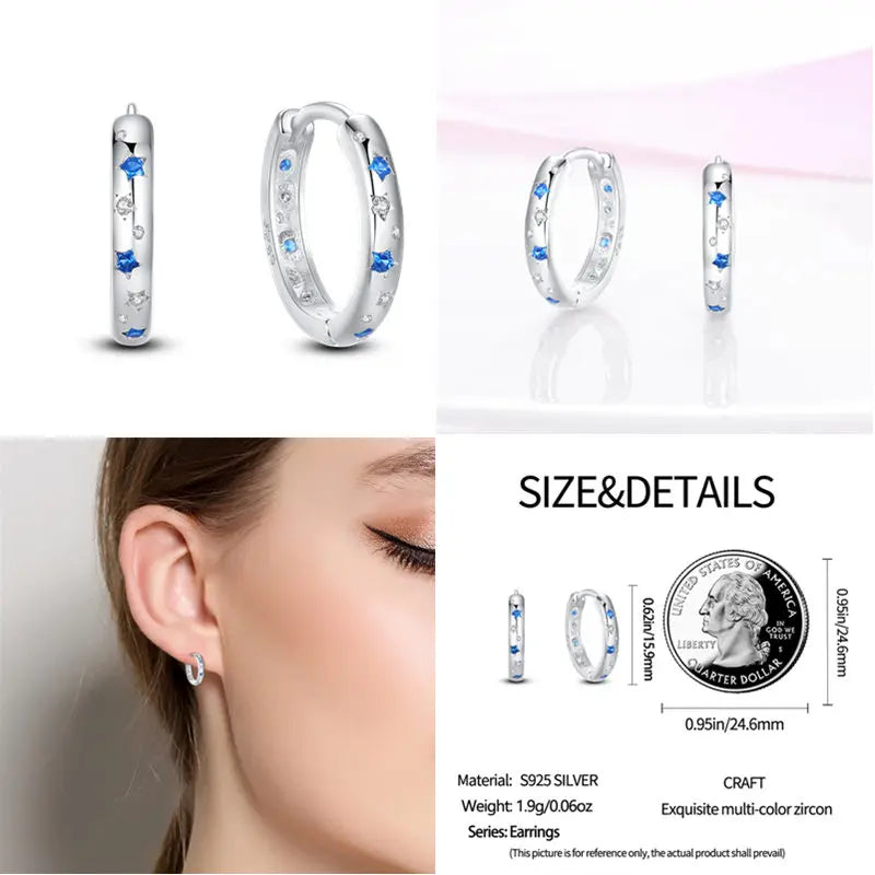 2024 Hotsale Ohrringe aus 925er-Sterlingsilber, Creolen mit Pavé-CZ-U-Form, Zirkon für Frauen, funkelnd, mit Größe, Modellanzeige