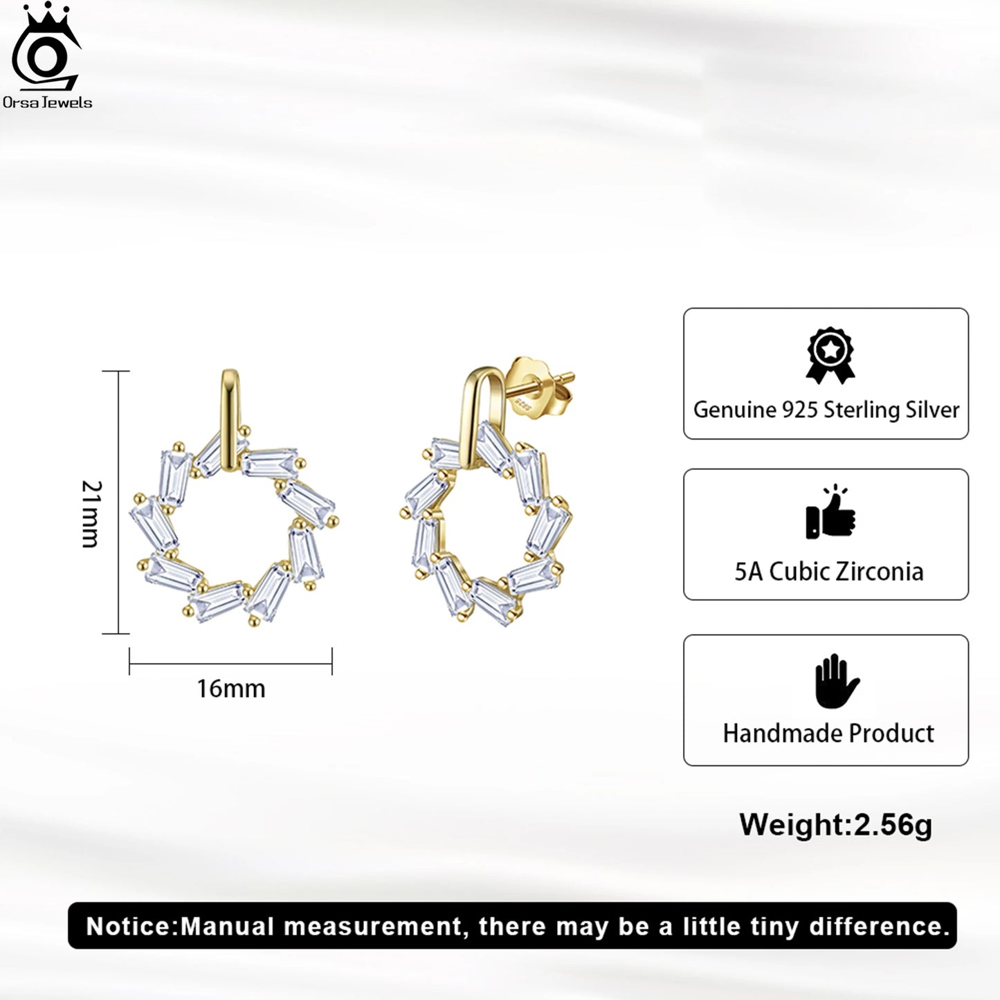ORSA JEWELS Creolen aus 925er-Sterlingsilber mit quadratischem Zirkonia-Ornament, floraler Stil, Tropfenohrring, Schmuck, Freizeitkleidung, APE134