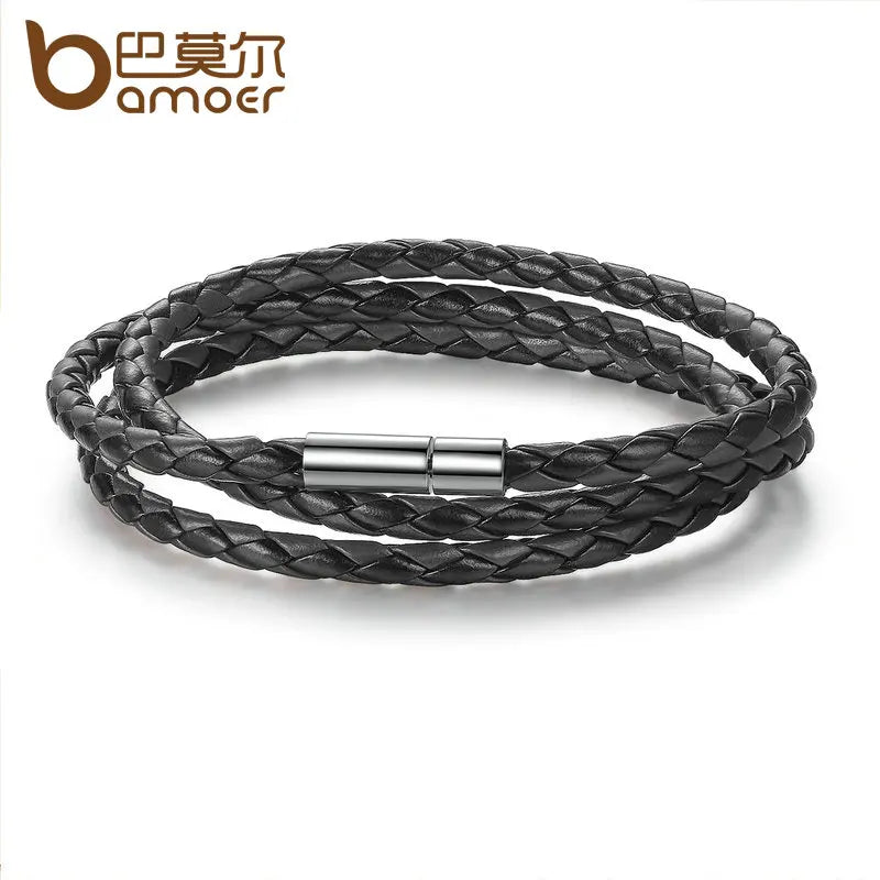 BAMOER 6-farbige Großhandelsarmbänder mit langer Kette, verstellbare Magnetschnalle, Unisex, PU-Lederarmbänder für Damen und Herren, Modeschmuck